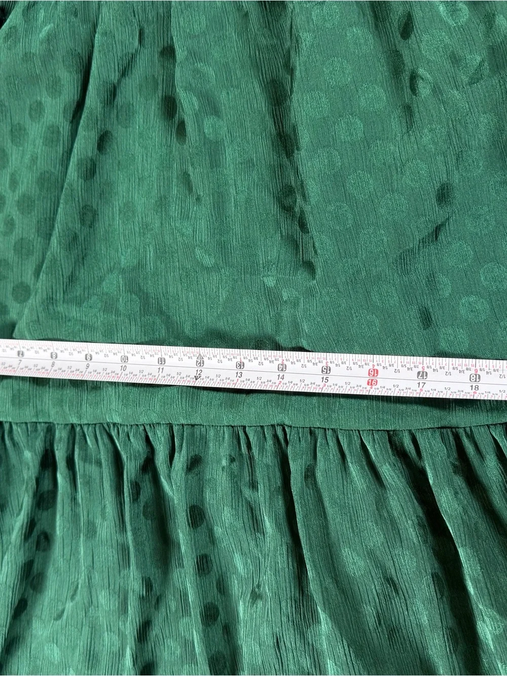 Max Studio Emerald Sheer Lace Satin Polka Dot Tiered Maxi Dress Forest Goddess - Picture 14 of 16